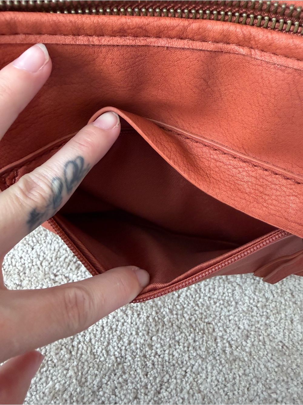 Rust Leather‎ Crossbody Bag with Tassel Detail - Picture 3 of 6